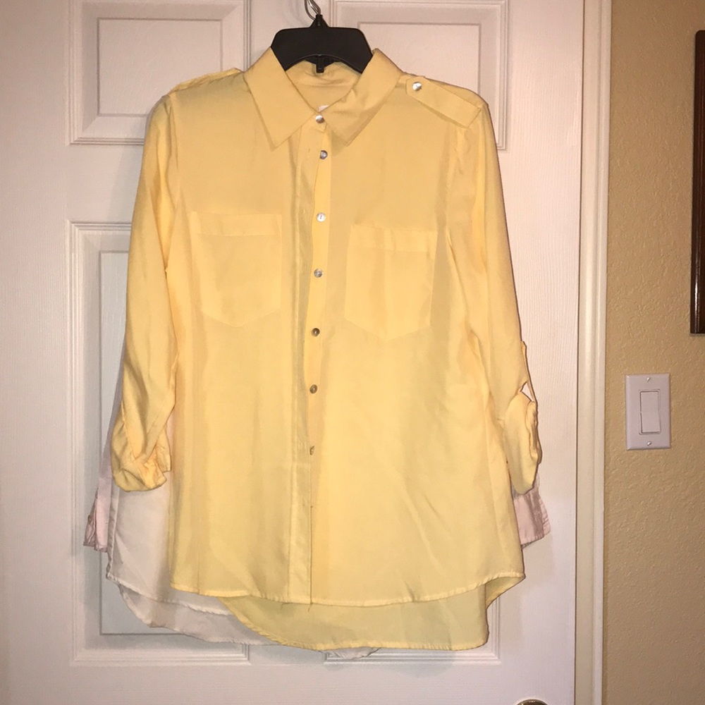 💕Chico’s pink cream yellow top 👚 women’s